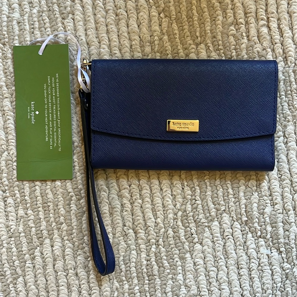 NWT Kate Spade wallet wristlet, blue leather